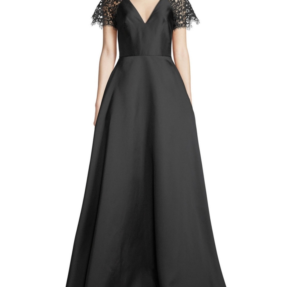 ML Monique Lhuillier Ball Gown w/ Lace Sleeves